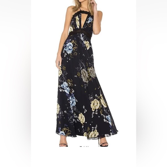 Jill Stuart Navy Floral Maxi Dress Gown size 10 - Picture 1 of 13